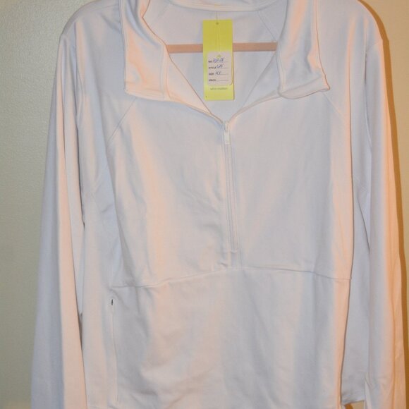All in Motion Women’s White Quarter-Zip Pullover Top NWT Thumbhole Sleeves - Picture 1 of 9